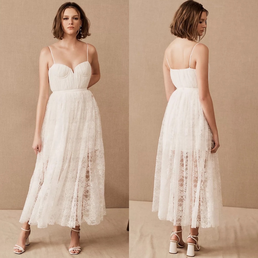 Sau Lee Selena White Lace and Velvet Bustier Wedding Dress NEW - Picture 8 of 11